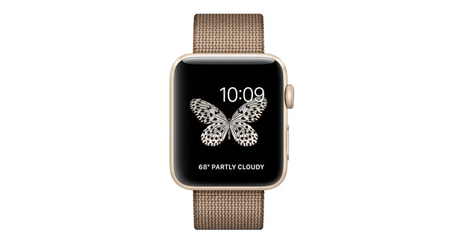 Смарт Часи Apple Watch Series 2 Алюмінієвий чохол 42 мм із золотистим смаженим кавовим / карамельним нейлоном