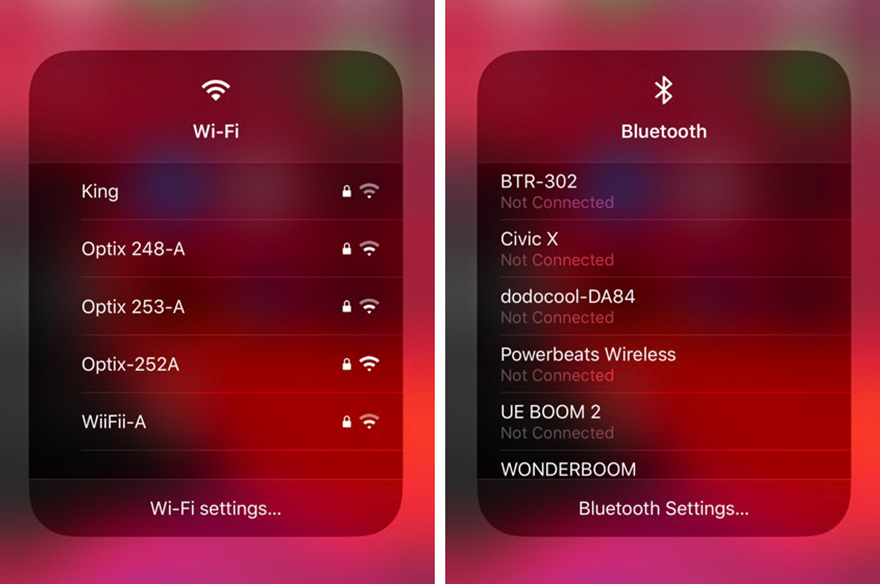 iOS 13. Швидке налаштування WiFi і Bluetooth з пункту управління